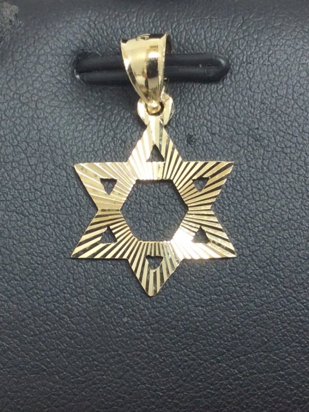 Mens Ladies 10k Yellow Real Gold Star of David Charm Pendant 1.30gr